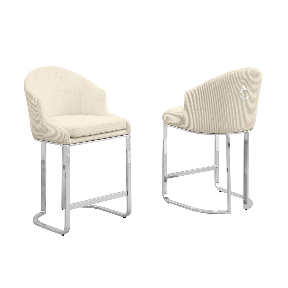 Best Quality Furniture Cream With Silver Counter Height, Set Of Two. Picture 1