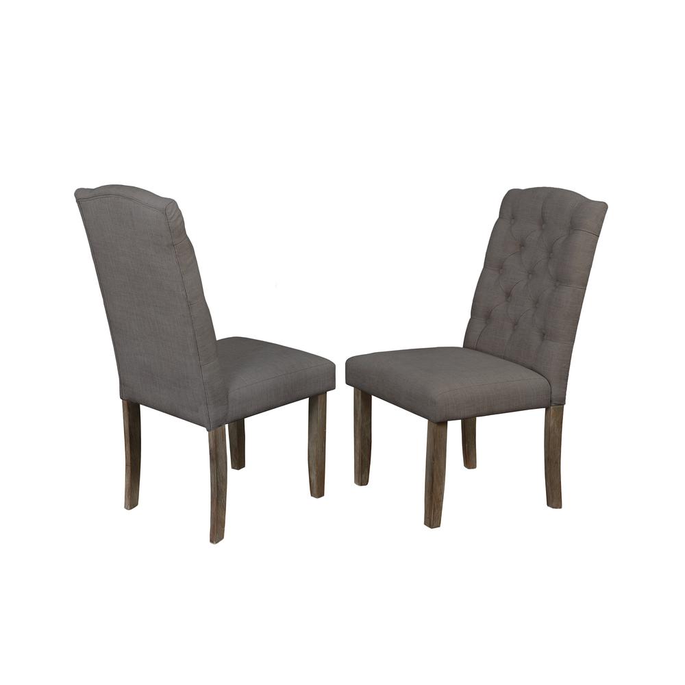 Upholstered Side Chair with Tufted Buttons, Gray. Picture 1