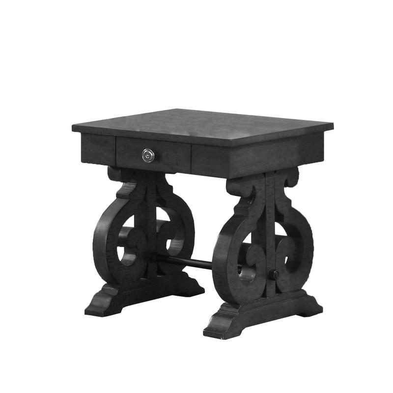 Solid Wood Coffee Table and Two End Tables in Dark Gray. Picture 3