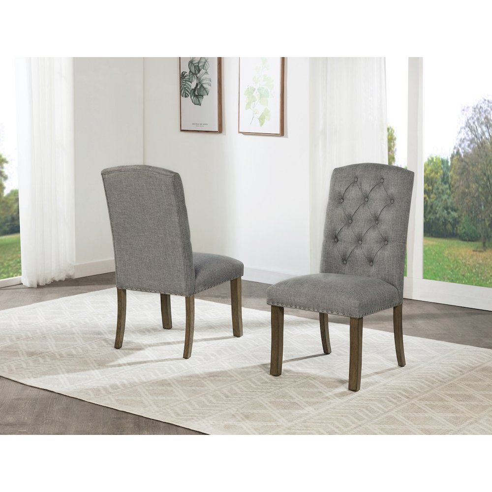 Dark Grey Dining Chair With Linen Fabric. Picture 4