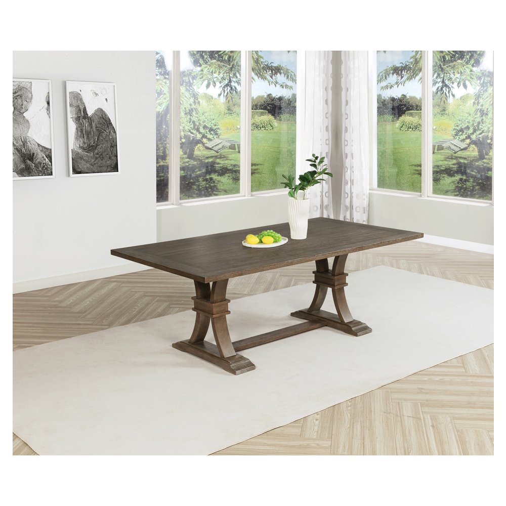 7 Piece Traditional Dining Set With Dark Grey Side Chairs. Picture 2