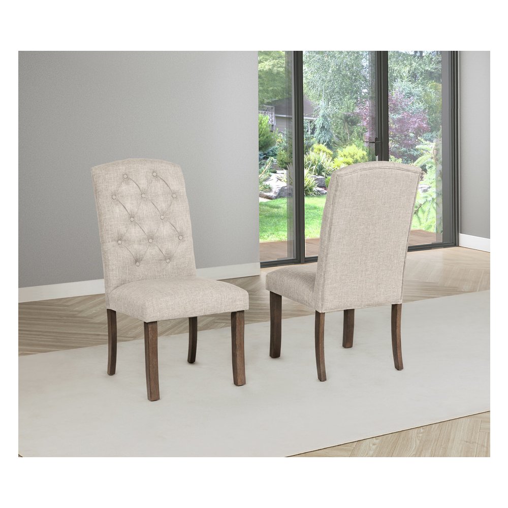 Beige Dining Chairs Wood Legs In Beige Color. Picture 4