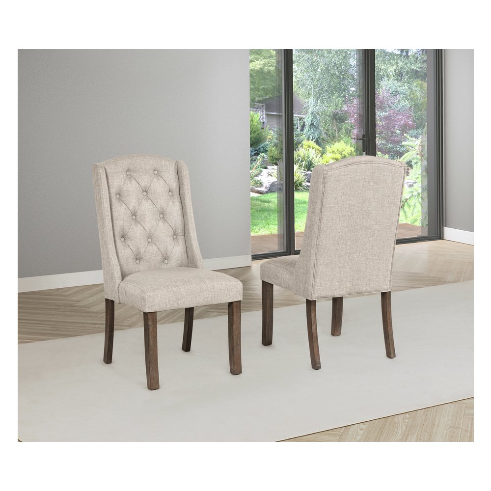 5 Piece Traditional Dining With Beige Dining Chairs. Picture 4