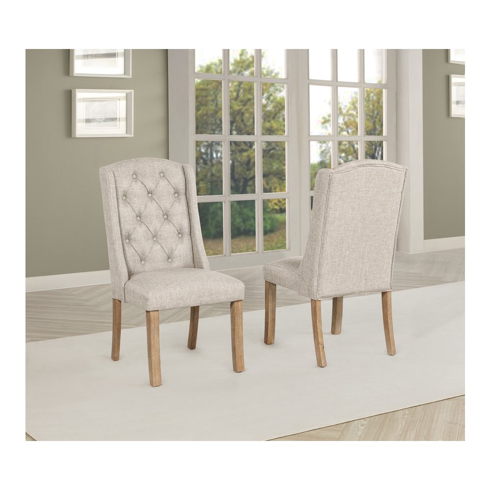 5 Piece Traditional Dining Table With Beige Side Chairs. Picture 4