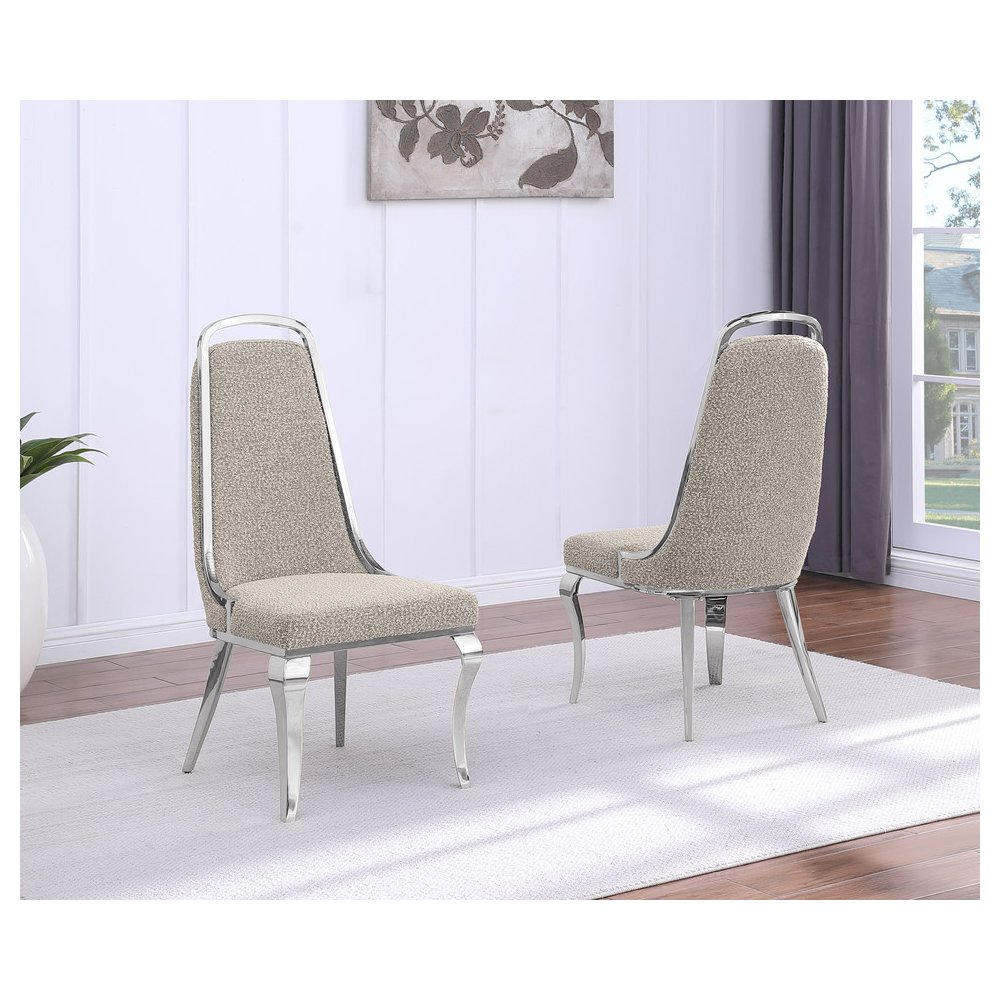 Gray Boucle Side Chairs With Silver Base (Set Of 2). Picture 2