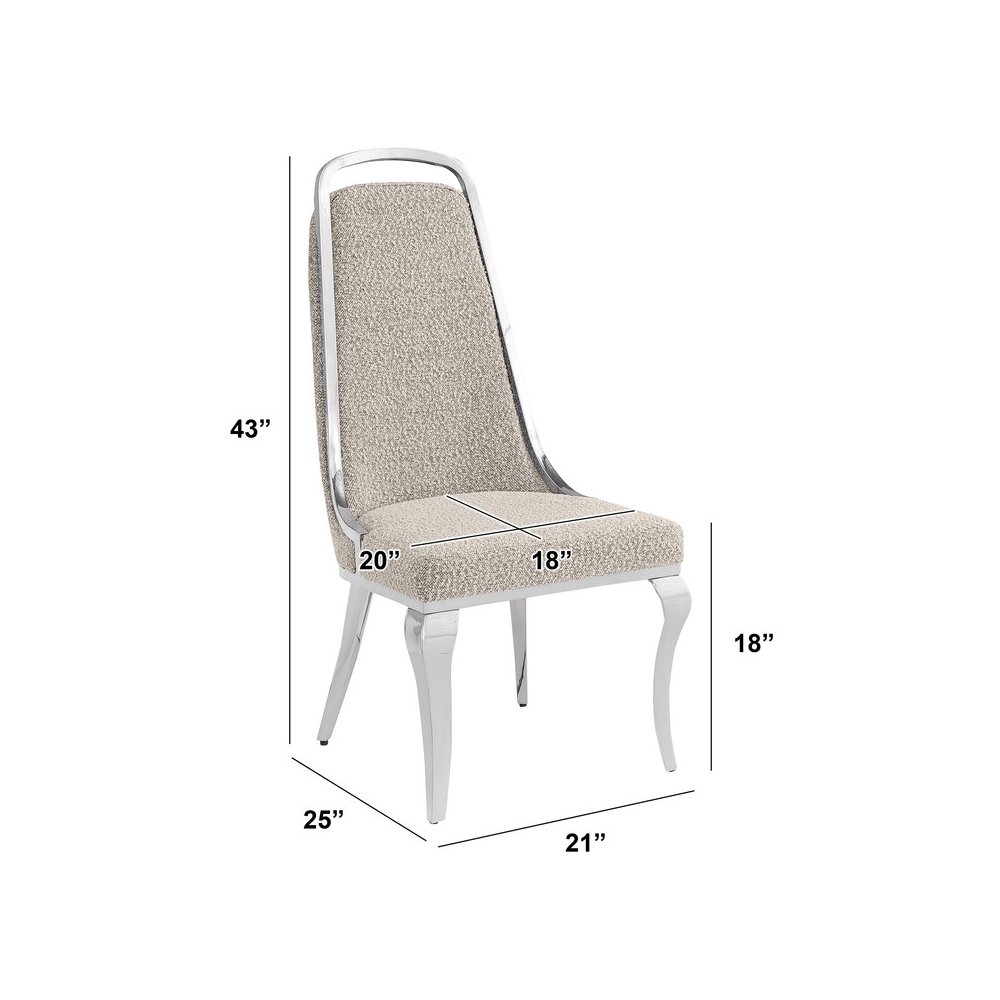 Gray Boucle Side Chairs With Silver Base (Set Of 2). Picture 3