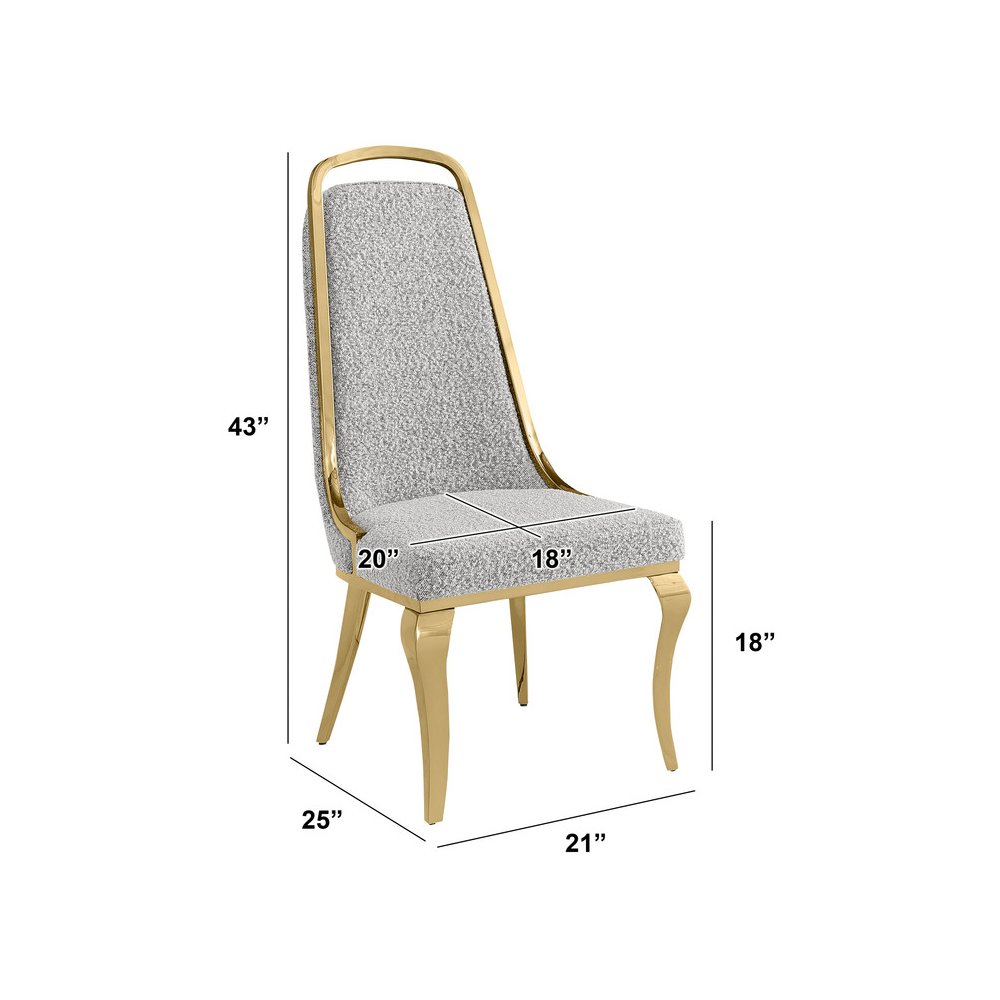 Rich Gray Boucle Side Chairs With Gold Base (Set Of 2). Picture 3