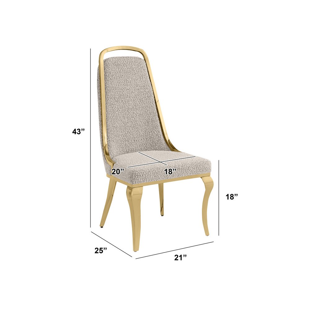Gray Boucle Side Chairs With Gold Base (Set Of 2). Picture 3
