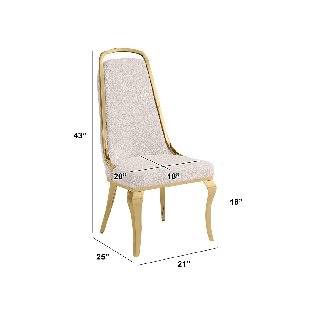 Cream Boucle Side Chairs With Gold Base (Set Of 2). Picture 3