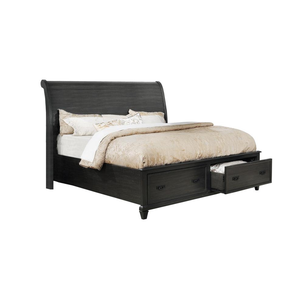 Sleigh Queen Bed in Rustic Grey. Picture 1