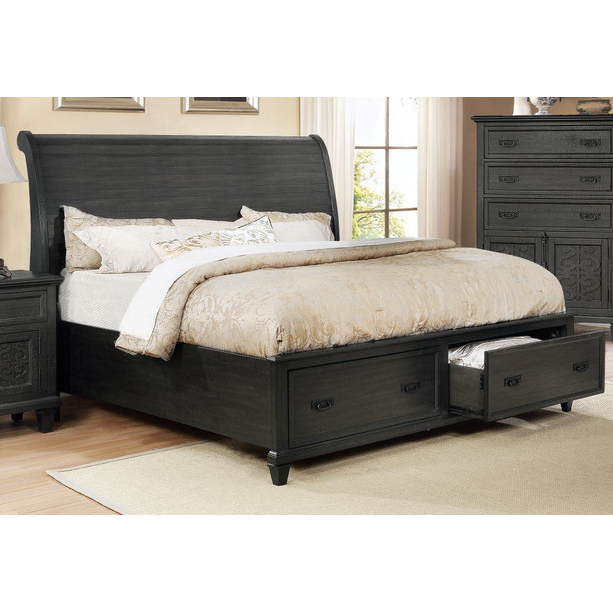 Sleigh Queen Bed in Rustic Grey. Picture 2