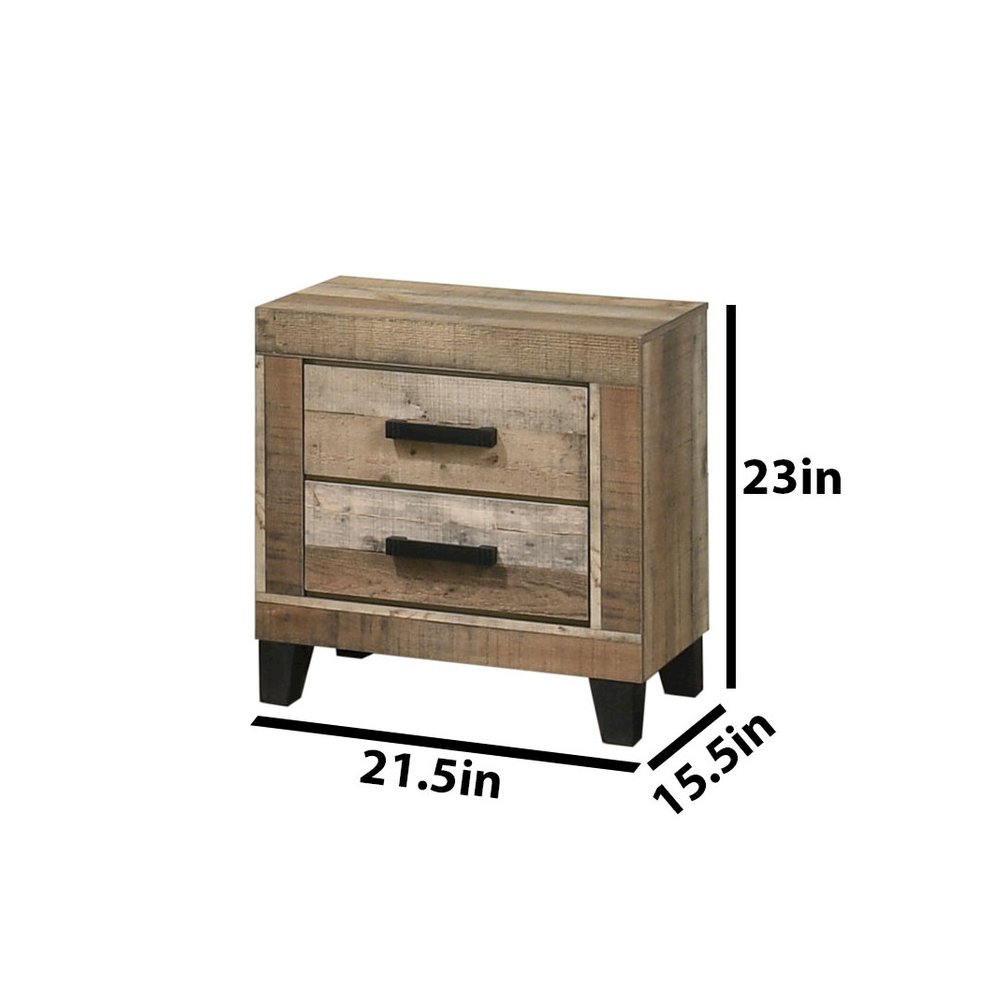 5pc Eastern King Panel Bedroom Set Weathered Brown Pine color. Picture 4