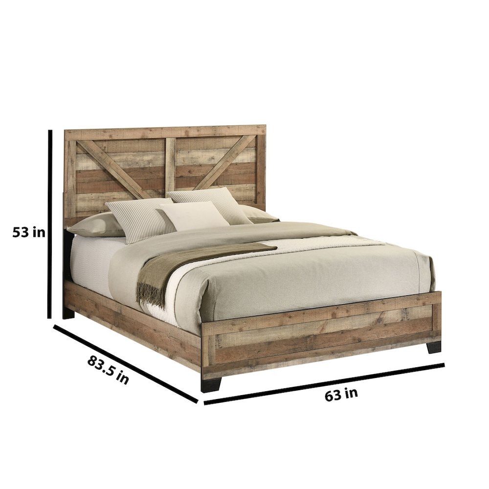 4pc Queen Panel Bedroom Set Weathered Brown Pine color. Picture 2