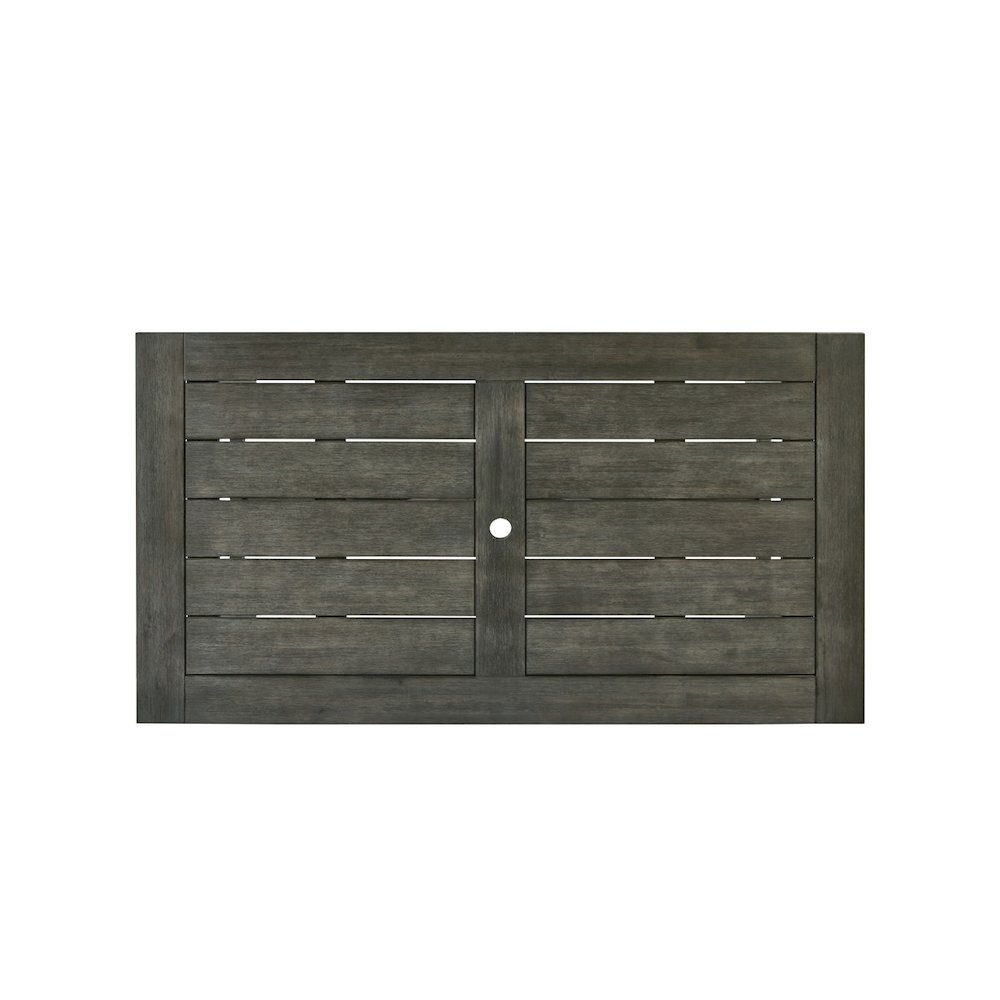 Rustic Gray Outdoor Dining Set - Acacia Wooden Table with 2 Wood Benches. Picture 4