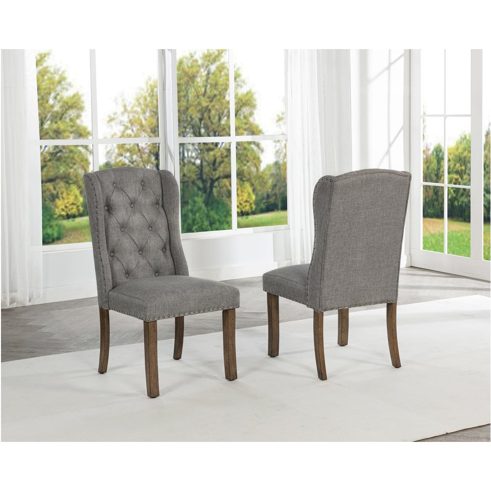 Dark Grey Dining Chair With Linen Fabric (Set Of 2). Picture 3