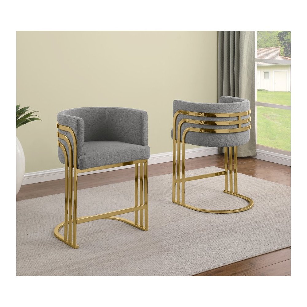 Best Quality furniture Dark grey with gold barstool, Set of two. Picture 5