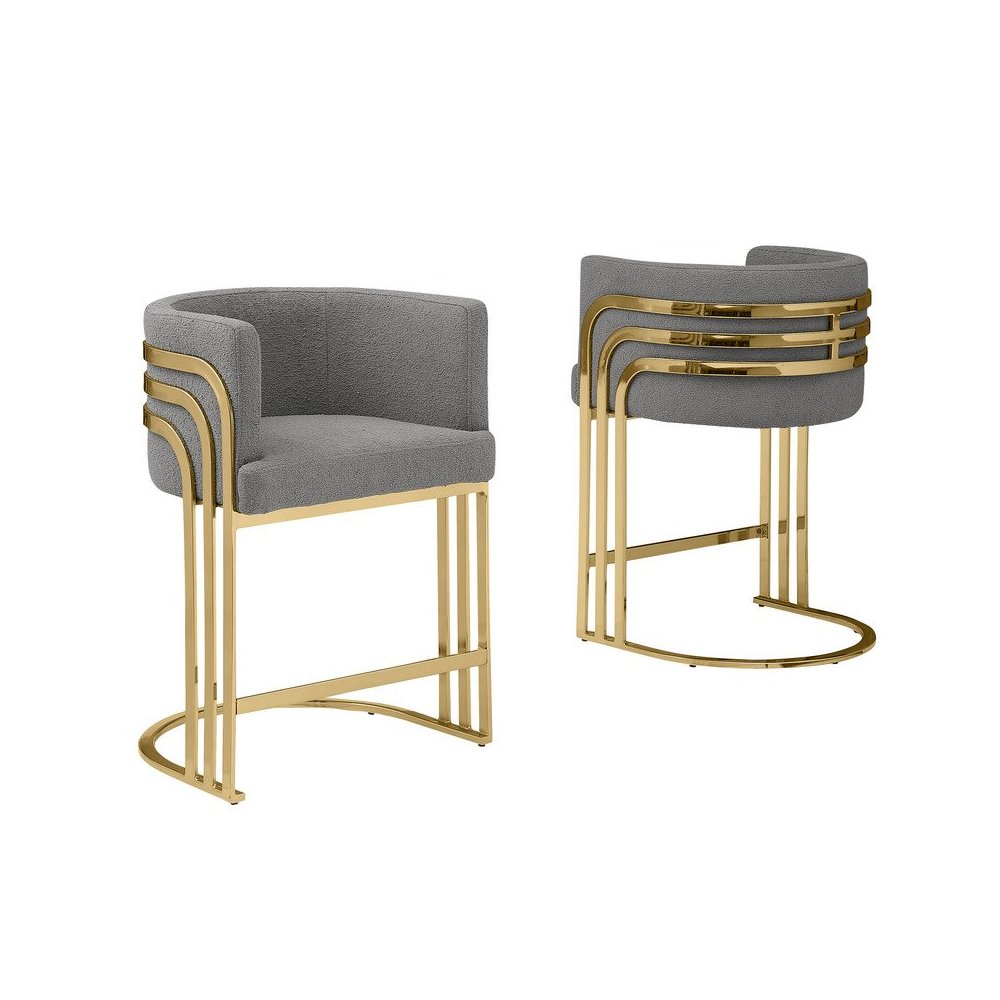 Best Quality furniture Dark grey with gold barstool, Set of two. Picture 1