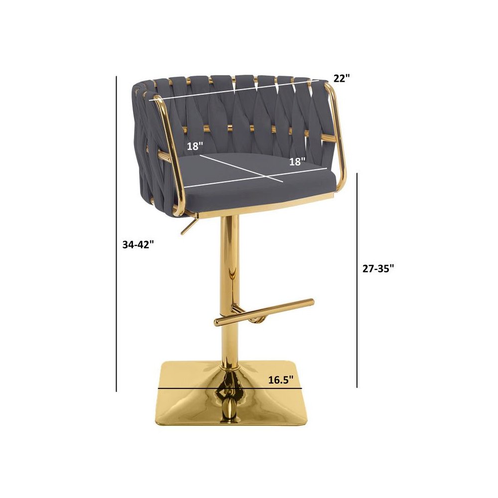 Barstool in White faux leather and gold color base (SET OF 2). Picture 2