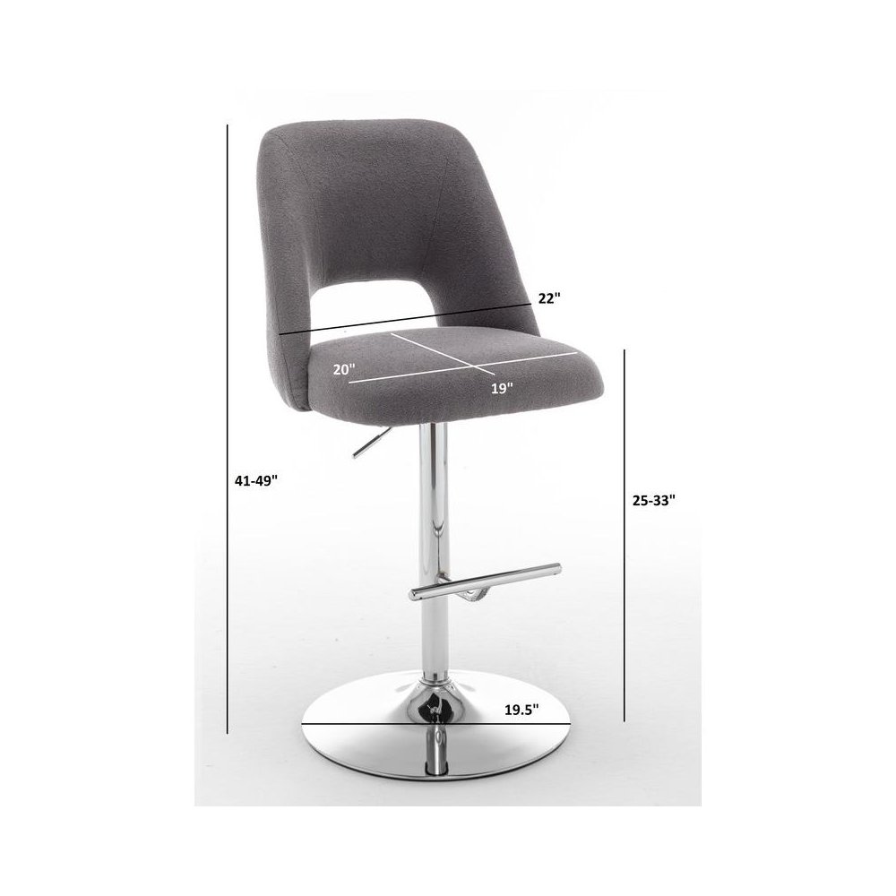 Boucle fabric upholstered barstool with a green seat and silver base (SET OF 2). Picture 2