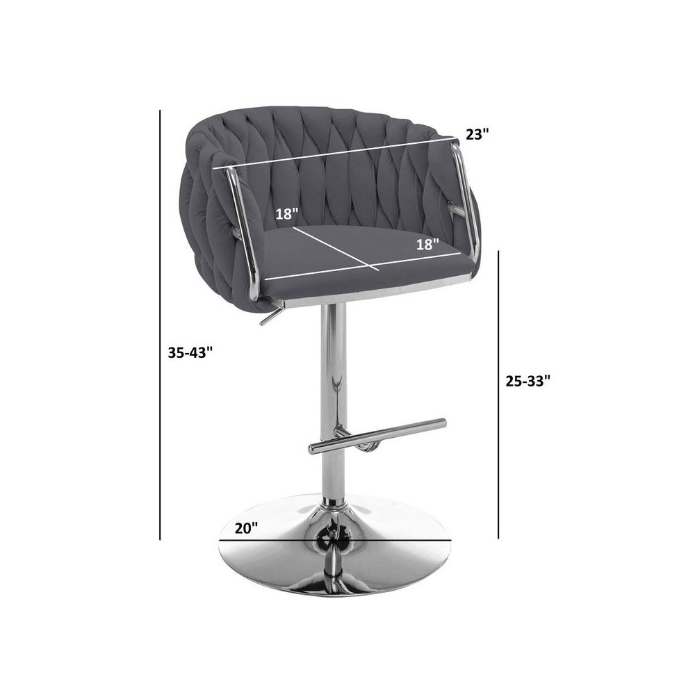 Velvet Upholstered barstool in Black with Silver color base (SET OF 2). Picture 2