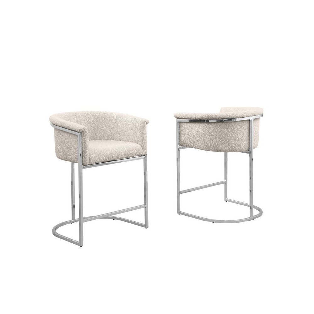 Best Quality teddy Boucle in cream counter height chair - Set of 2. Picture 1
