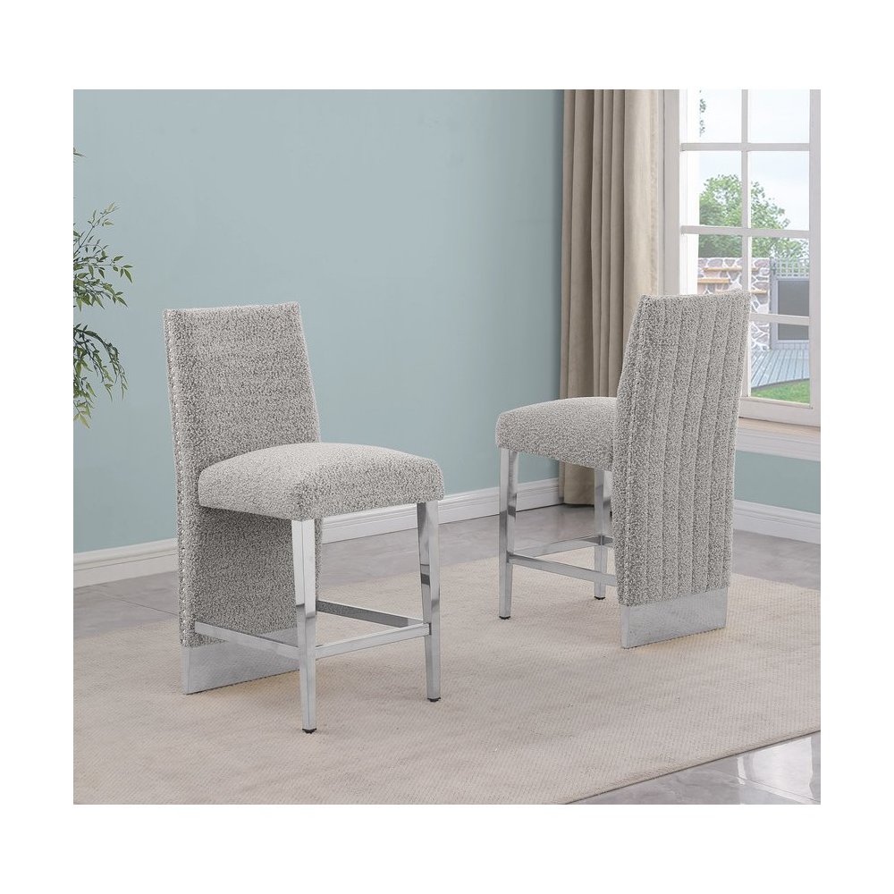 Luxe Rich gray boucle counter height chairs - Set of 2. Picture 4