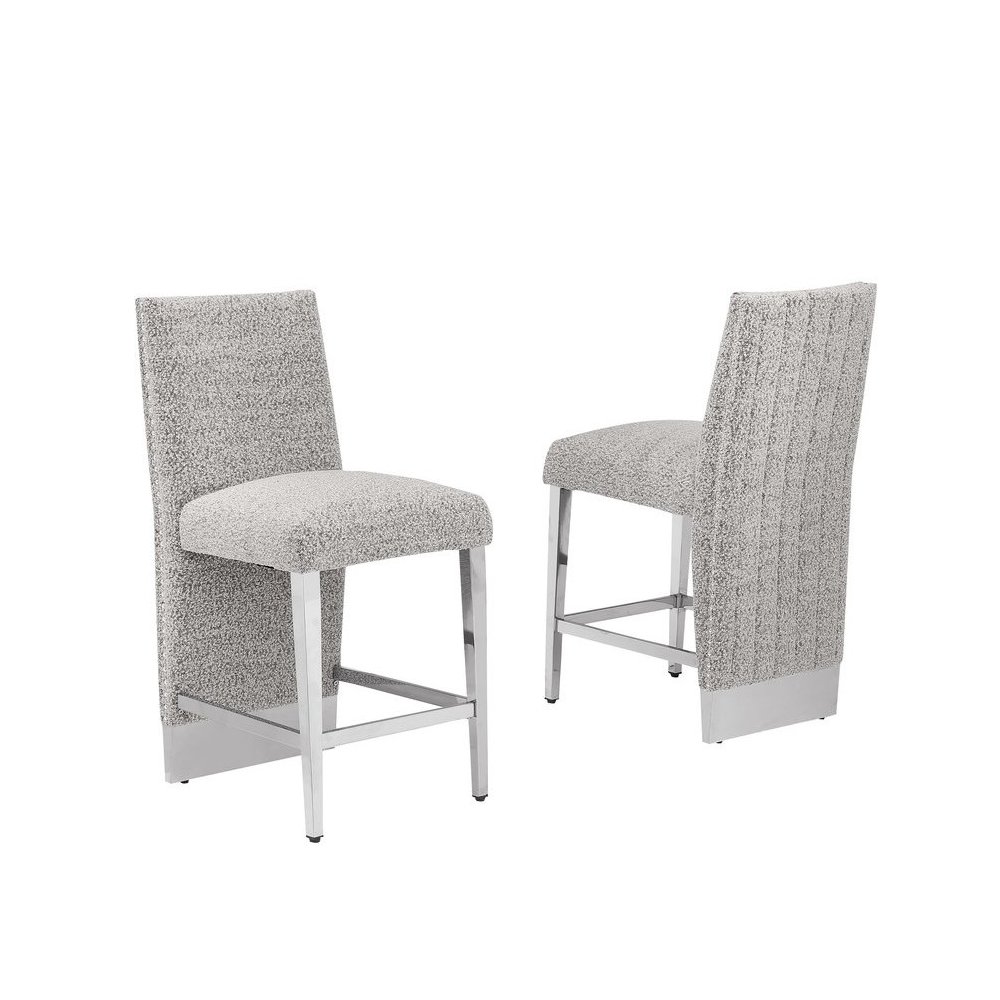 Luxe Rich gray boucle counter height chairs - Set of 2. Picture 1
