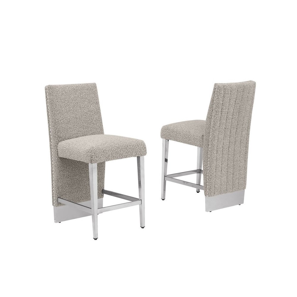 Luxe Gray boucle counter height chairs - Set of 2. Picture 1
