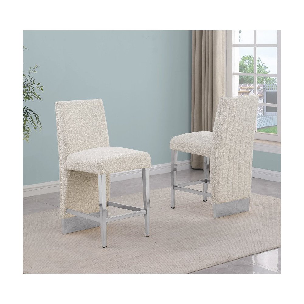 Luxe Cream boucle counter height chairs - Set of 2. Picture 4