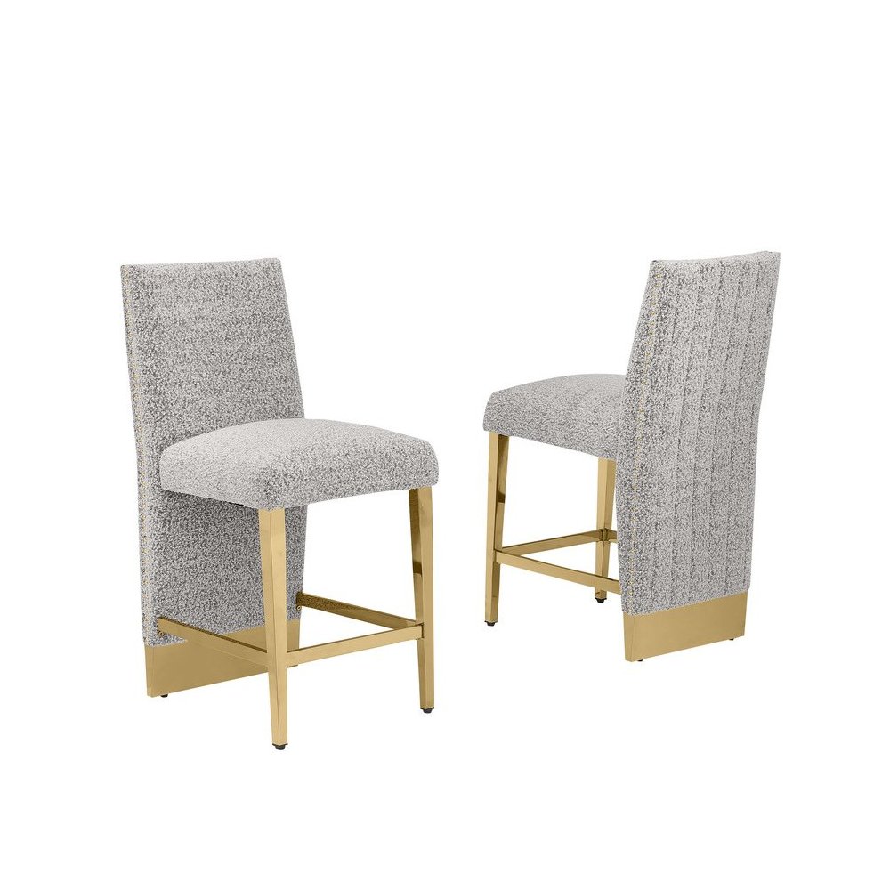 Luxe Rich gray boucle barstools - Set of 2. Picture 3