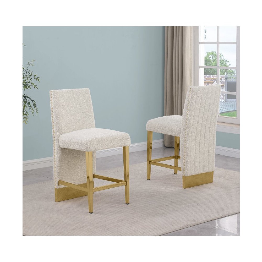 Luxe Cream boucle counter height chairs - Set of 2. Picture 4