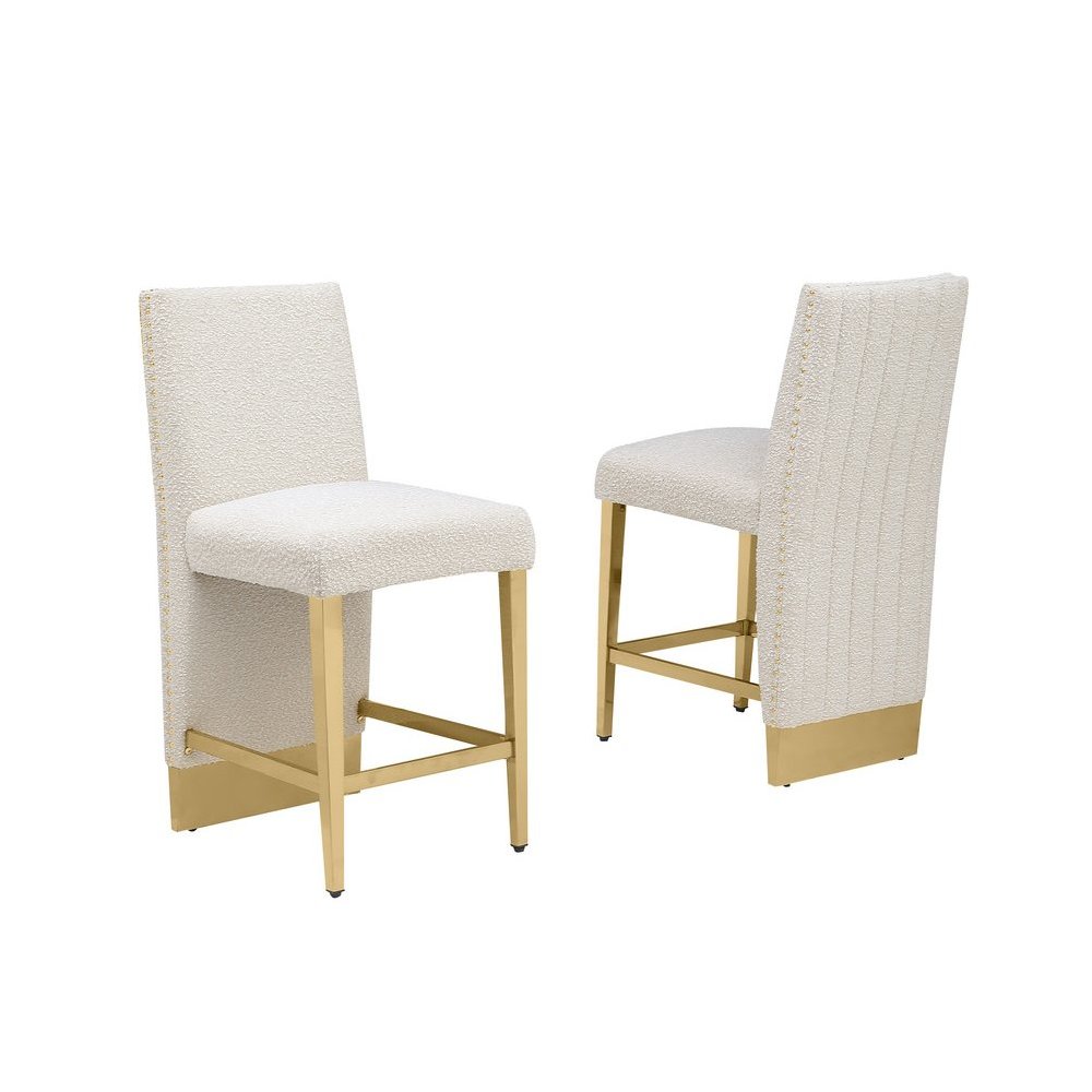 Luxe Cream boucle counter height chairs - Set of 2. Picture 1