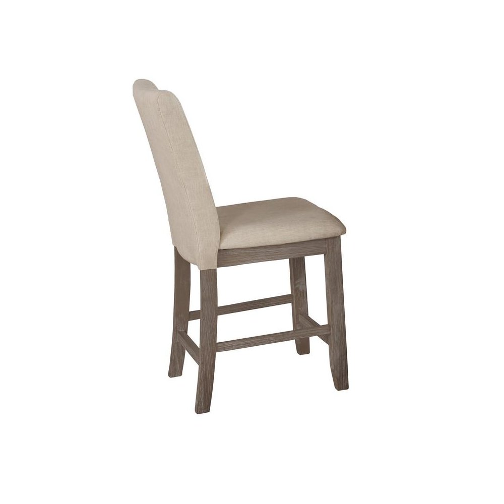 Beige linen fabric counter height dining side chairs (SET OF 2). Picture 4