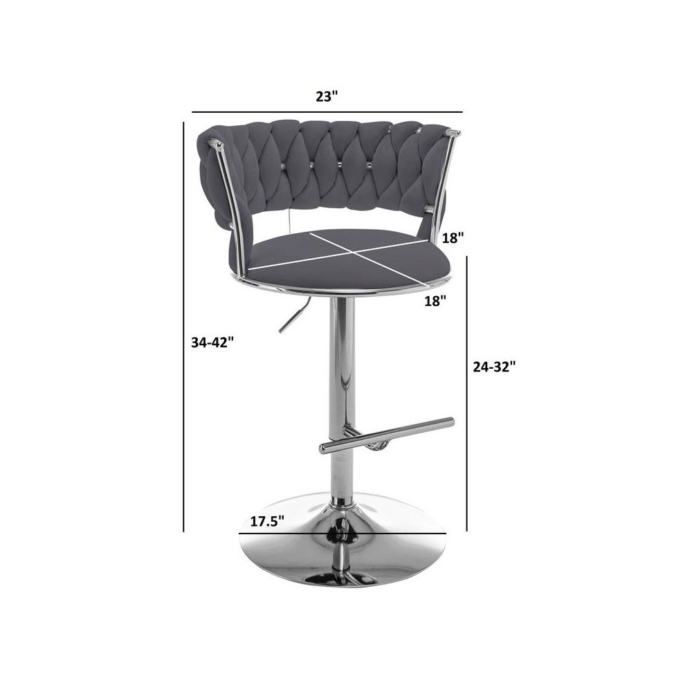 Emerald green adjustable barstool with silver color base (SET OF 2). Picture 2
