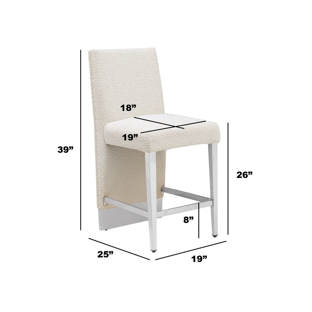 Luxe Cream boucle counter height chairs - Set of 2. Picture 3