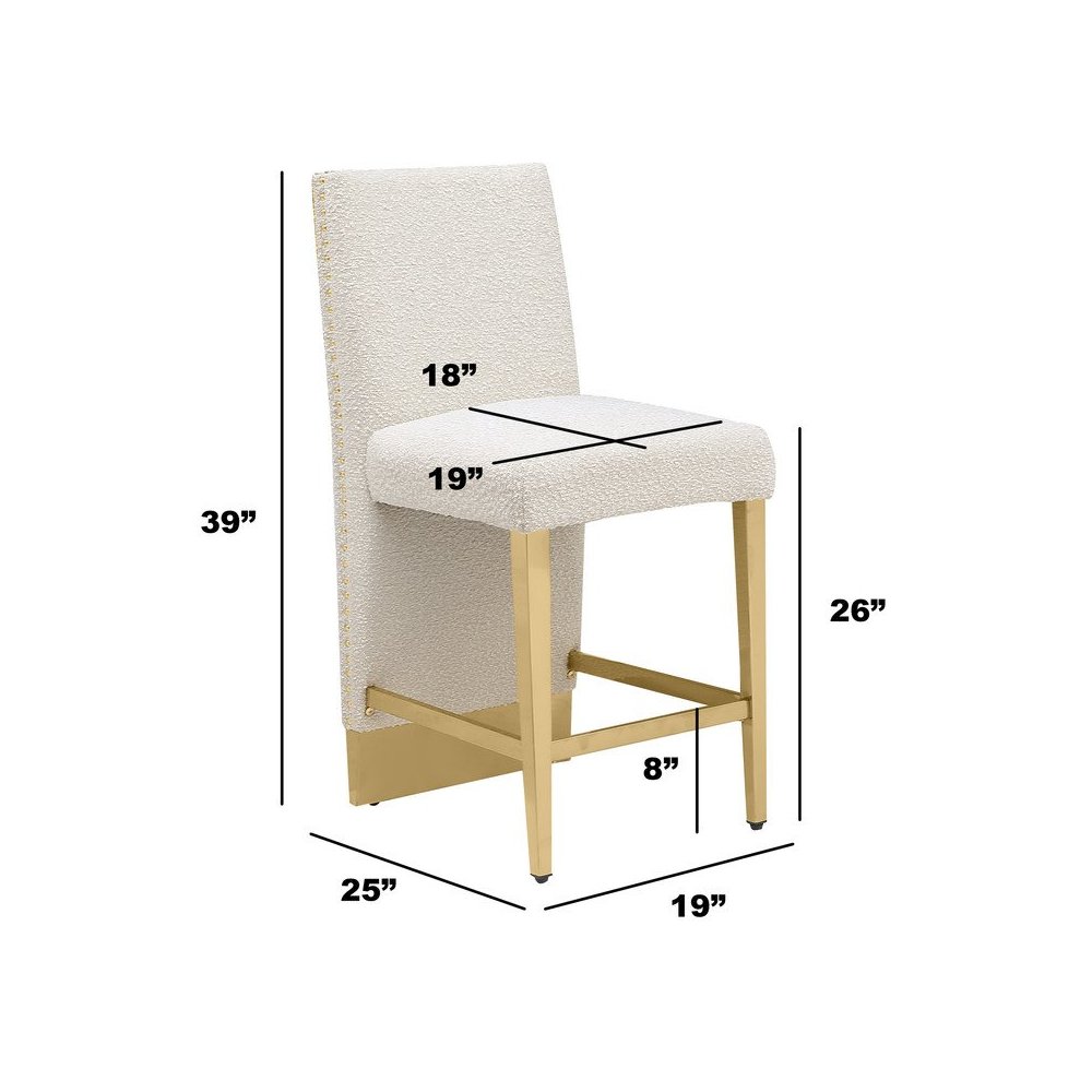 Luxe Cream boucle counter height chairs - Set of 2. Picture 3