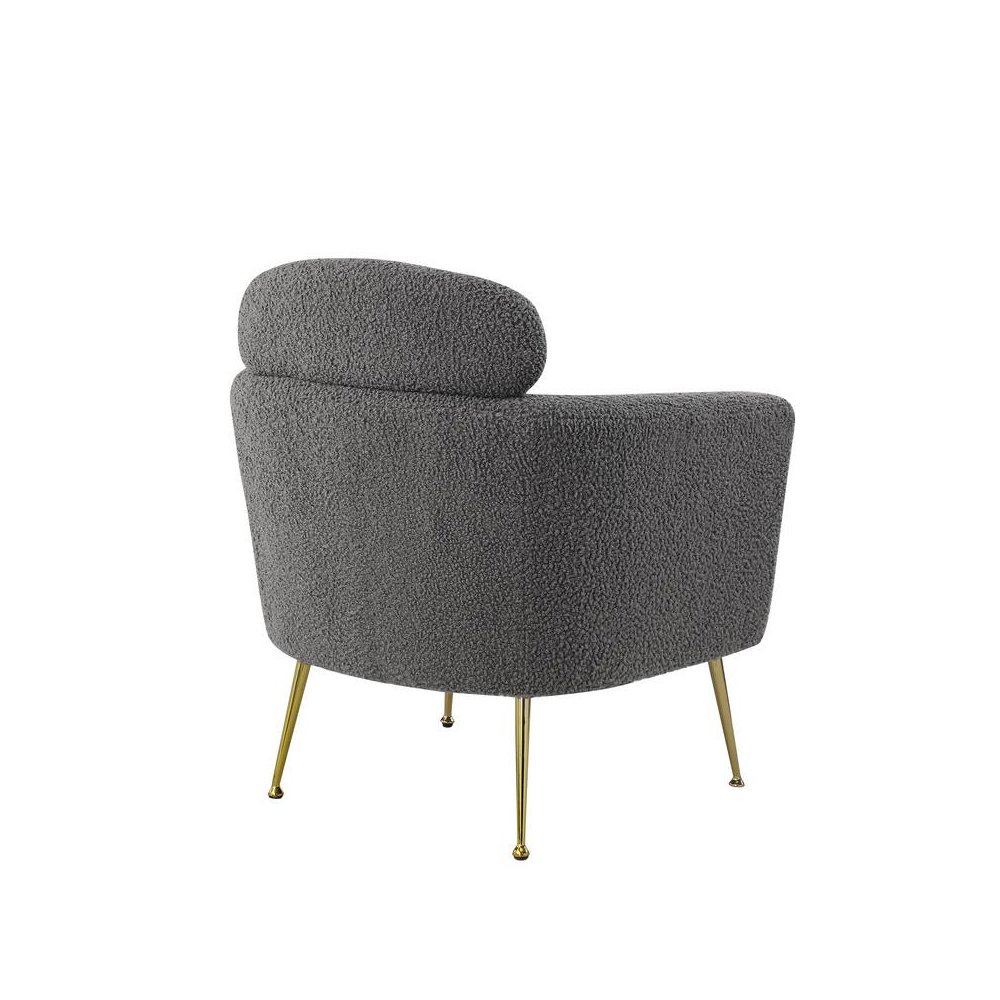 Accent chair with grey vegan (faux) fur and gold chrome legs. Picture 2