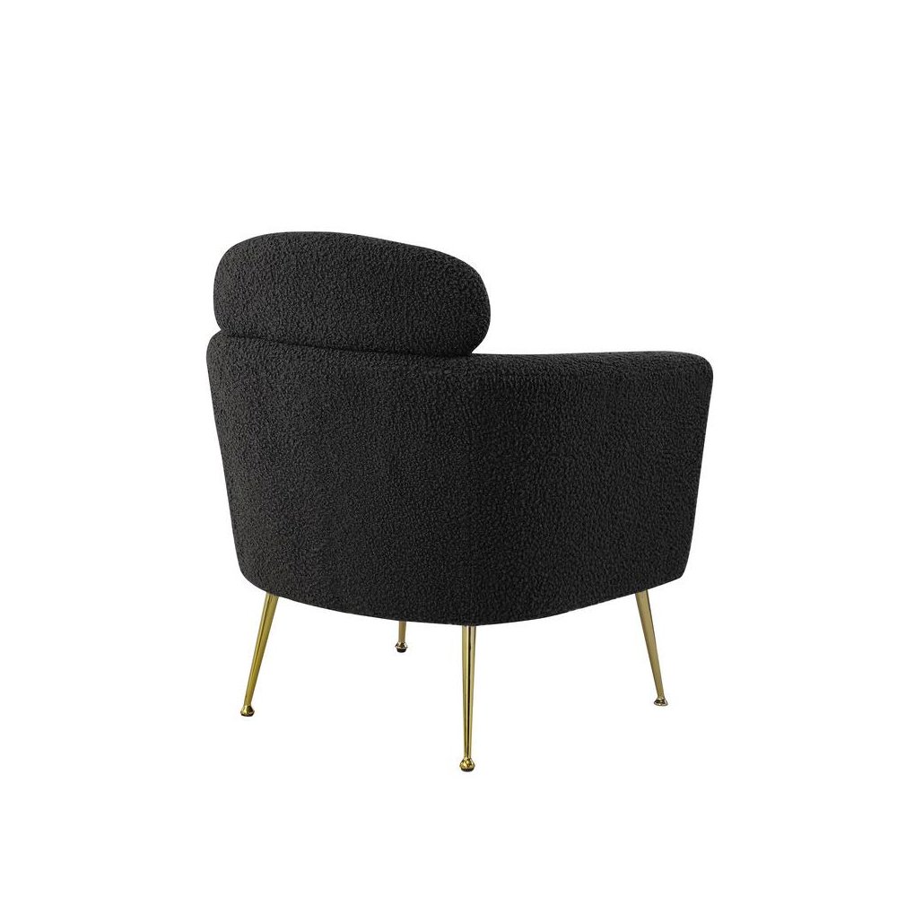 Accent chair with black vegan (faux) fur and gold chrome legs. Picture 2