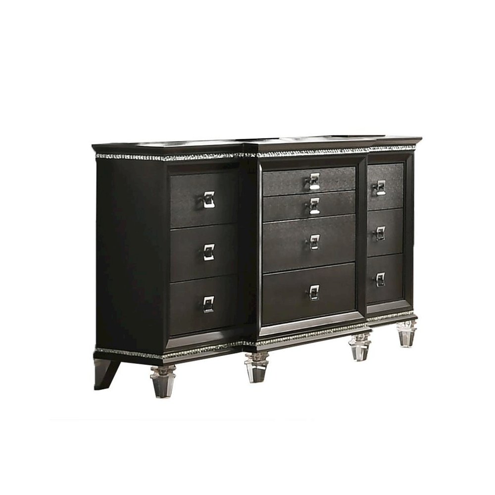 3PC Eastern King Bedroom Set: 1 Panel Bed, 1 Night Stands, and 1 Dresser with 8 Drawers and Two Jewelry Drawers. Picture 3