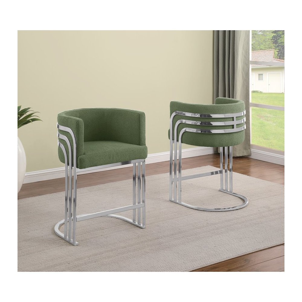 Best Quality furniture Green with silver barstool, Set of two. Picture 5