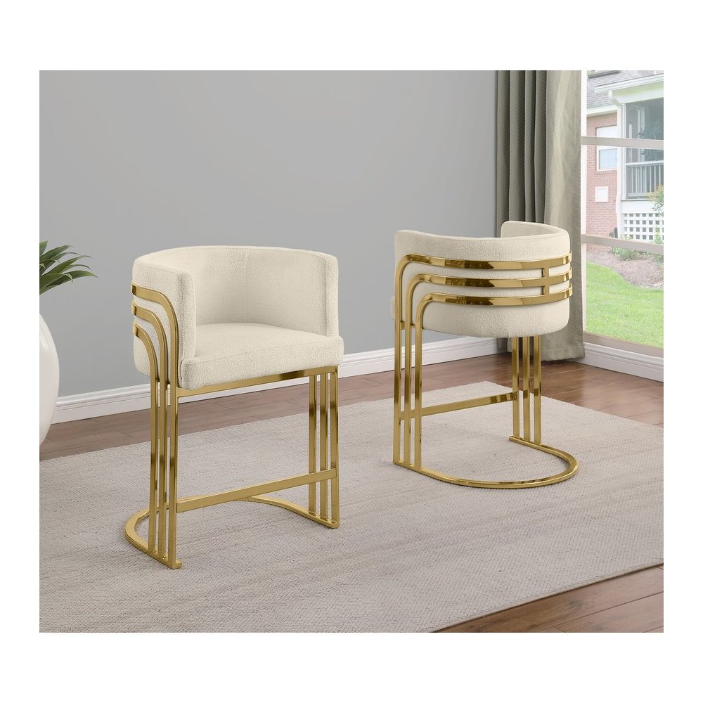 Best Quality furniture Cream  with gold counter height, Set of two. Picture 4