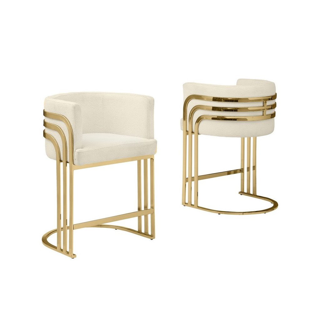 Best Quality furniture Cream  with gold counter height, Set of two. Picture 1