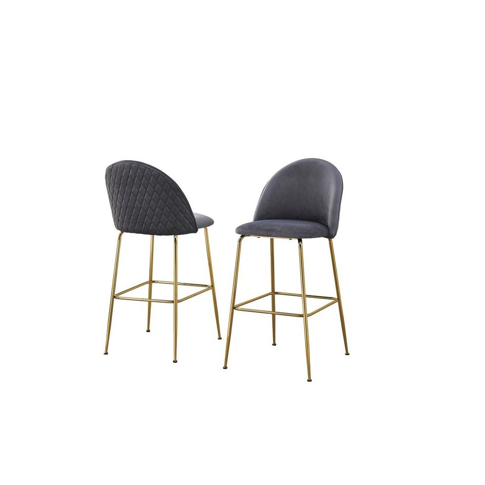 Dark gray barstool with a gold base. Picture 1