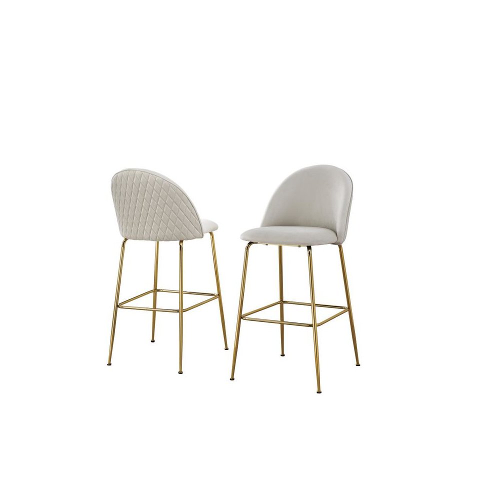 Cream barstool with a gold base. Picture 1