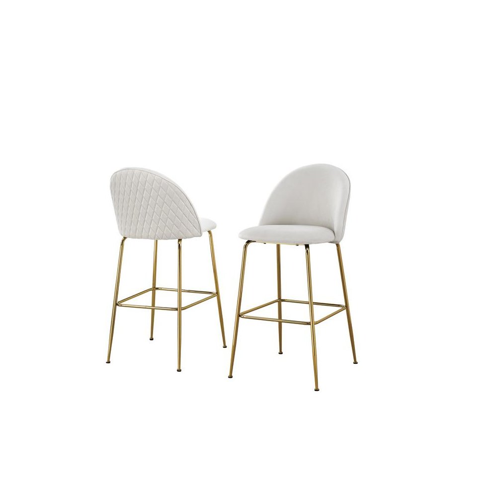White barstool with a gold base. Picture 1