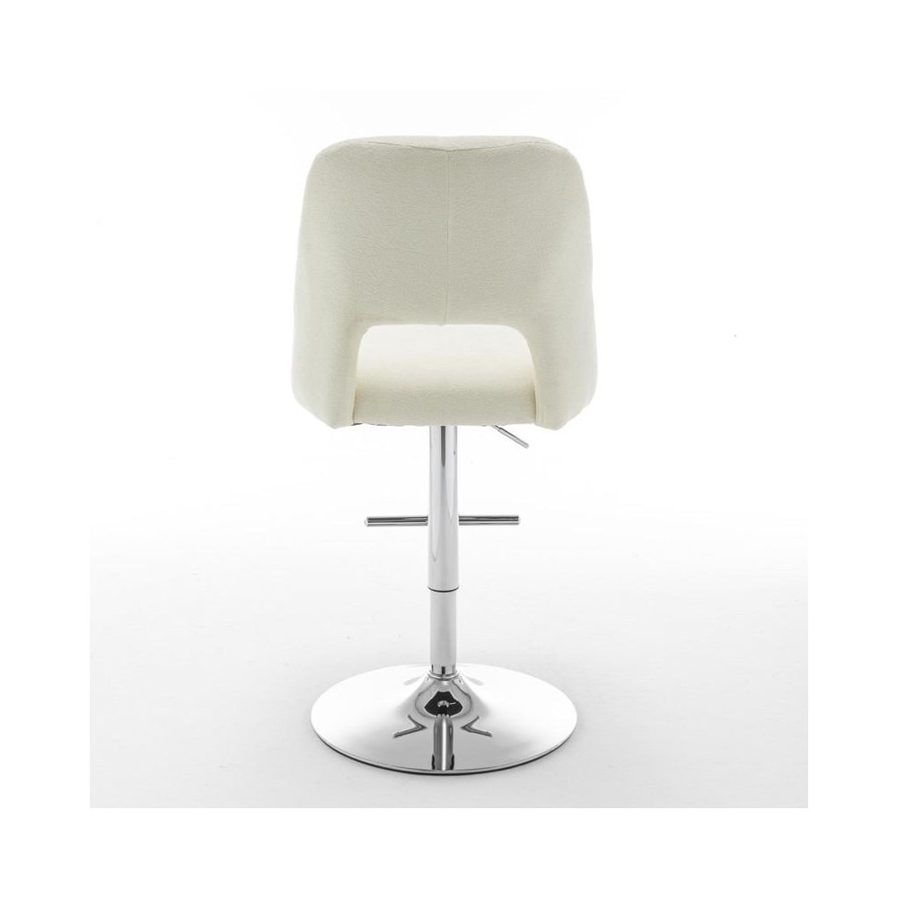 Boucle fabric upholstered barstool with a beige seat and silver base (SET OF 2). Picture 4