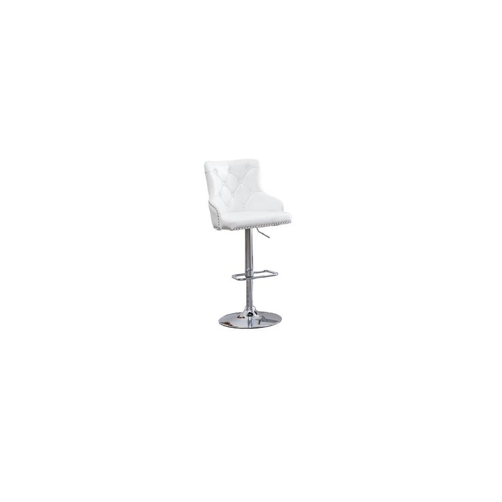 Faux Leather Adjustable Bar Stool in White, Set of 2, White. Picture 1