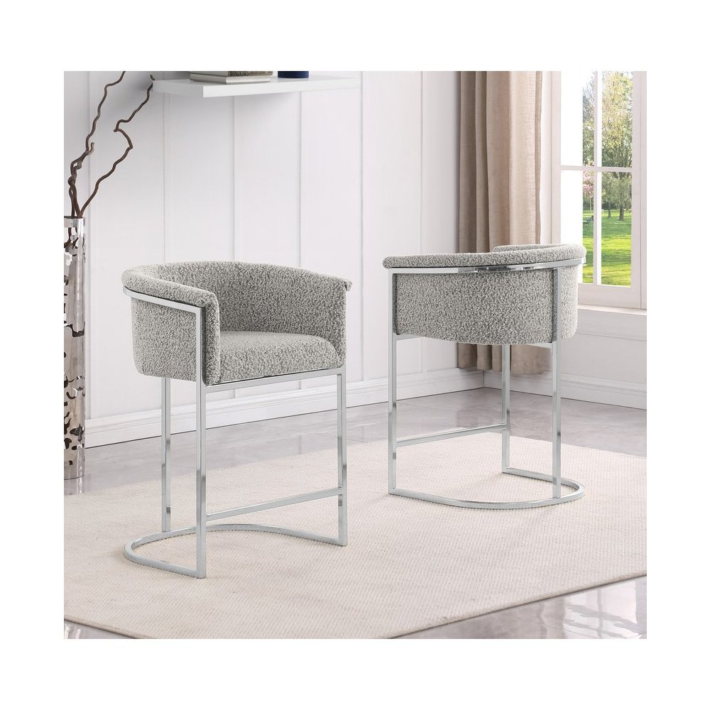 Best Quality teddy Boucle in rich gray counter height chair - Set of 2. Picture 4