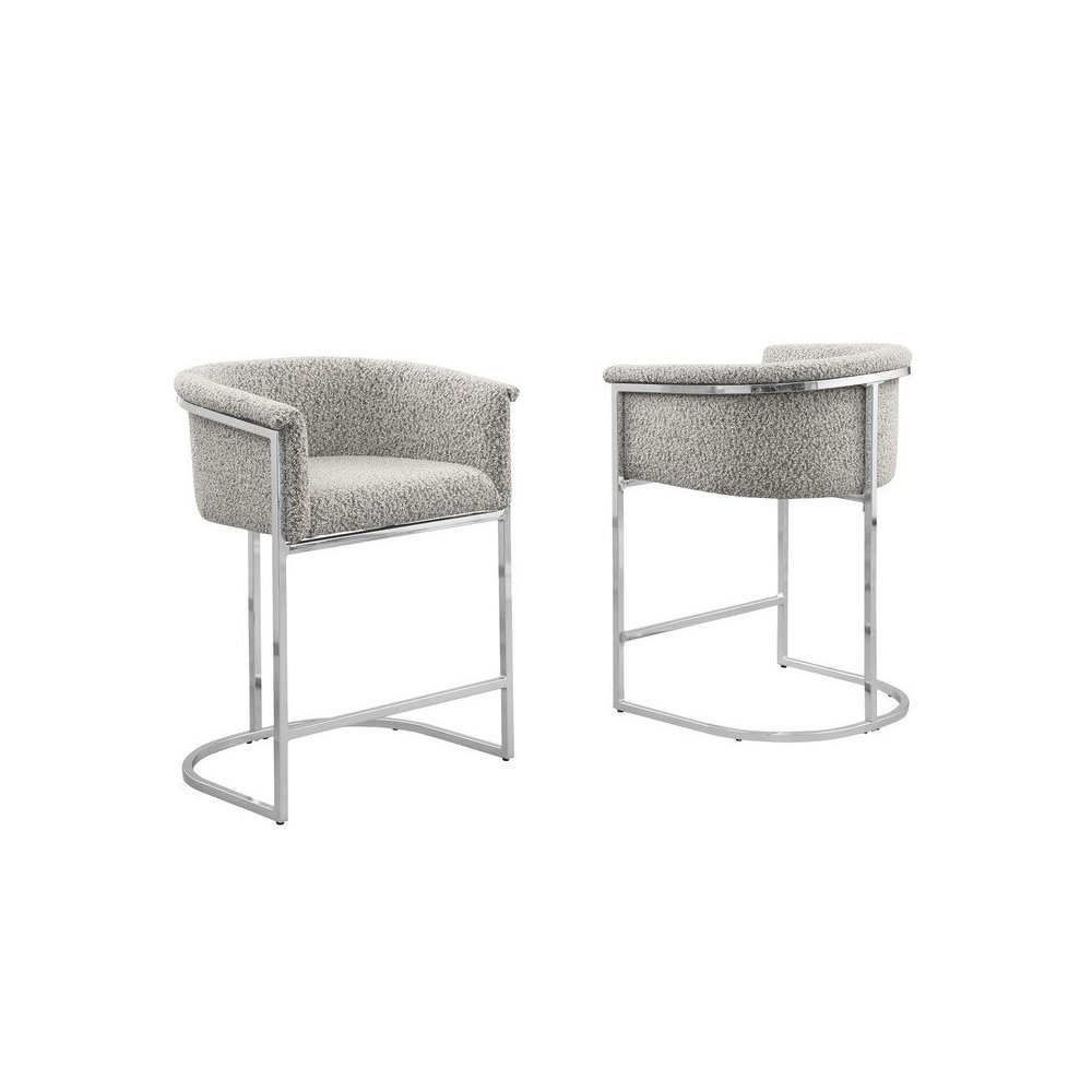 Best Quality teddy Boucle in rich gray counter height chair - Set of 2. Picture 1