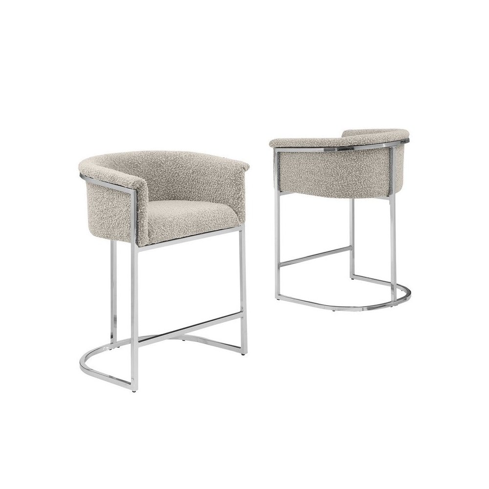 Best Quality teddy Boucle in gray barstool - Set of 2. Picture 1
